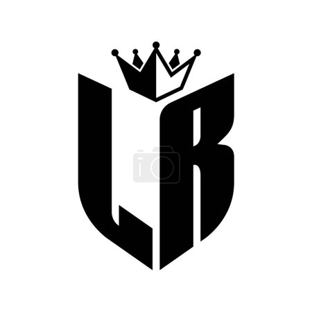LR Letter monogram with shield shape with crown black and white color design template