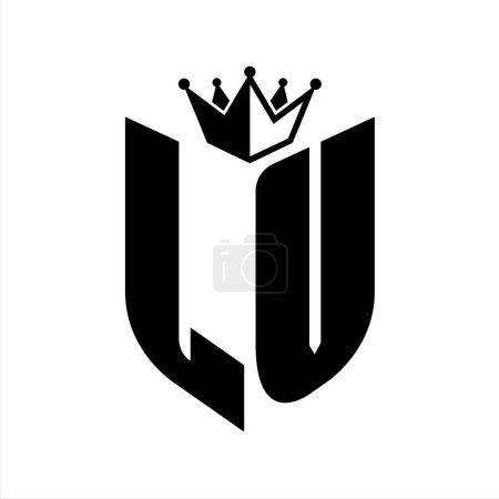 Foto de LV Carta monograma con forma de escudo con plantilla de diseño de color blanco y negro corona - Imagen libre de derechos