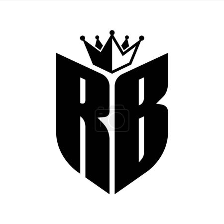 RB Letter monogram with shield shape with crown black and white color design template