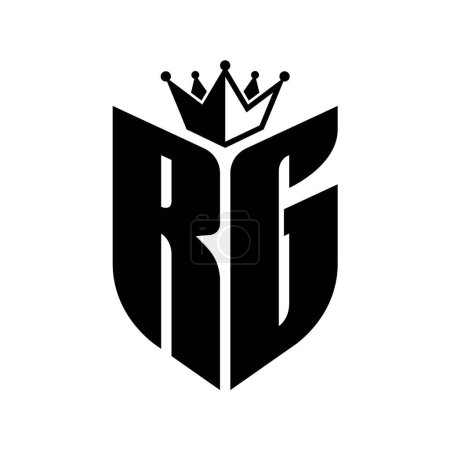 RG Letter monogram with shield shape with crown black and white color design template