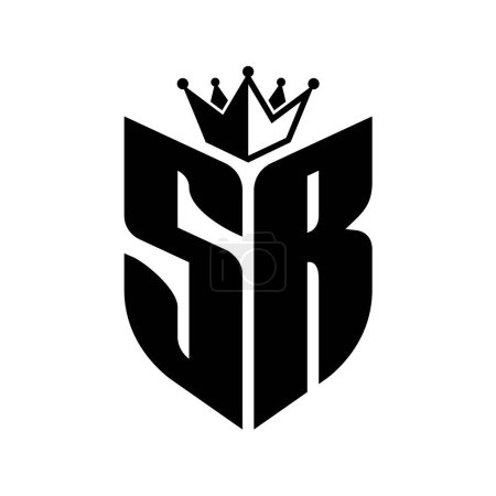 Foto de SR Carta monograma con forma de escudo con plantilla de diseño de color blanco y negro corona - Imagen libre de derechos