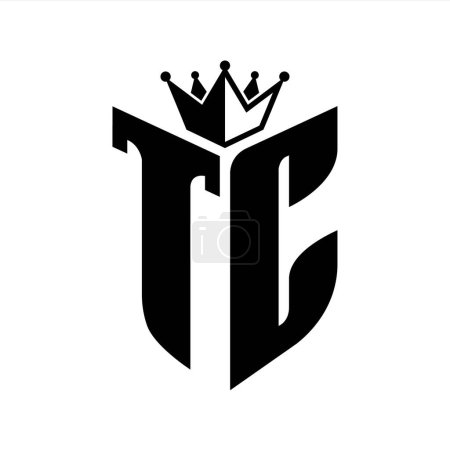 TC Letter monogram with shield shape with crown black and white color design template