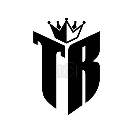 TR Letter monogram with shield shape with crown black and white color design template