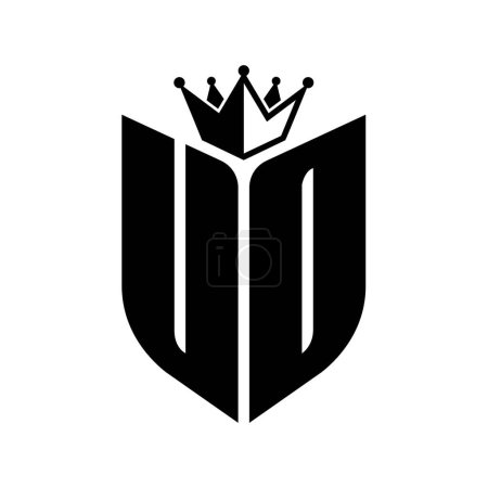 UO Letter monogram with shield shape with crown black and white color design template