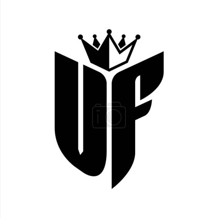 VF Buchstabe Monogramm mit Schildform mit Krone schwarz-weiße Farbmustervorlage