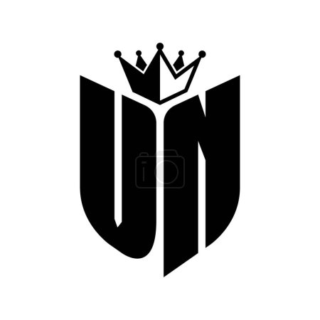 VN Buchstabe Monogramm mit Schildform mit Krone schwarz-weiß Farbmuster