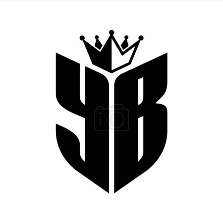 YB Letter monogram with shield shape with crown black and white color design template