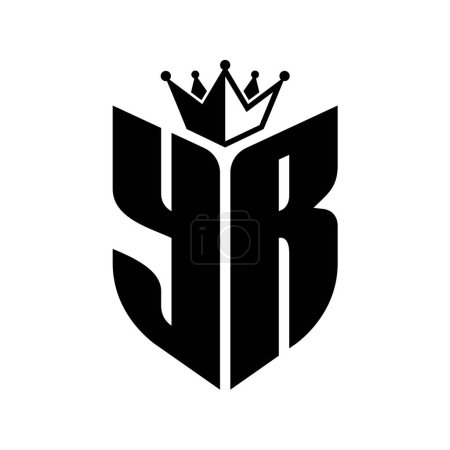 YR Buchstabe Monogramm mit Schildform mit Krone schwarz-weiß Farbmuster