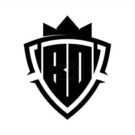 BD Carta en negrita monograma con forma de escudo de curva de triángulo con plantilla de diseño de color de fondo blanco y negro corona