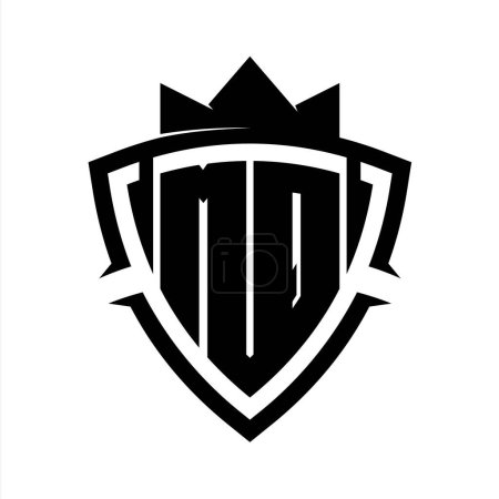 Foto de MQ Carta en negrita monograma con forma de escudo de curva de triángulo con plantilla de diseño de color de fondo blanco y negro corona - Imagen libre de derechos