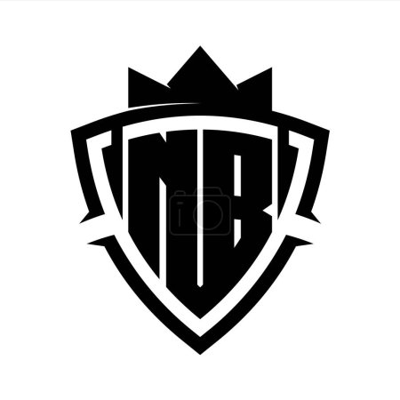 Foto de NB Carta en negrita monograma con forma de escudo de curva de triángulo con plantilla de diseño de color de fondo blanco y negro corona - Imagen libre de derechos