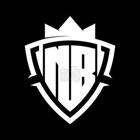 Foto de NB Carta en negrita monograma con forma de escudo de curva de triángulo con plantilla de diseño de color de fondo blanco y negro corona - Imagen libre de derechos