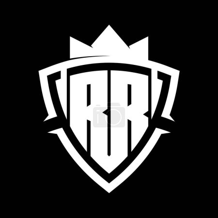 Foto de RR Carta en negrita monograma con forma de escudo de curva de triángulo con plantilla de diseño de color de fondo blanco y negro corona - Imagen libre de derechos