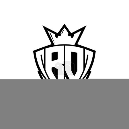 BO Bold Letter Logo mit scharfem Dreieck Schildform mit Krone innen weißen Umriss auf weißem Hintergrund Vorlage Design