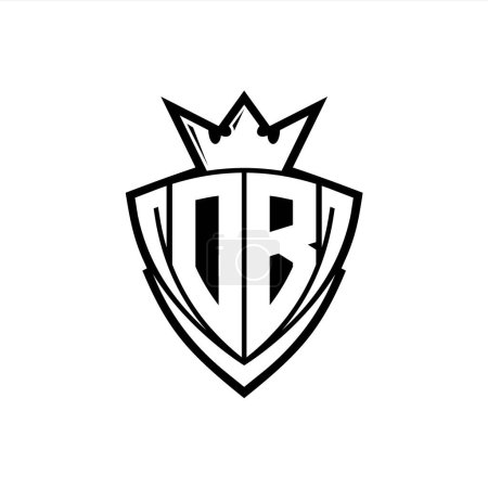 DB Bold Letter Logo mit scharfem Dreieck Schildform mit Krone innen weißen Umriss auf weißem Hintergrund Vorlage Design