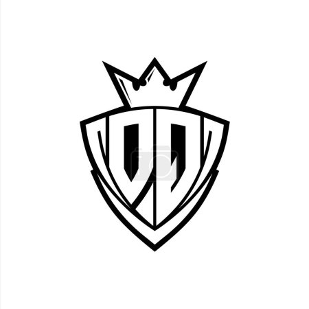 Foto de Logotipo de la letra en negrita OQ con forma de escudo triangular afilado con corona dentro del contorno blanco en el diseño de la plantilla de fondo blanco - Imagen libre de derechos