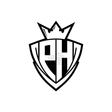 Foto de Logo de la letra en negrita PH con forma de escudo triangular afilado con corona dentro del contorno blanco en el diseño de la plantilla de fondo blanco - Imagen libre de derechos