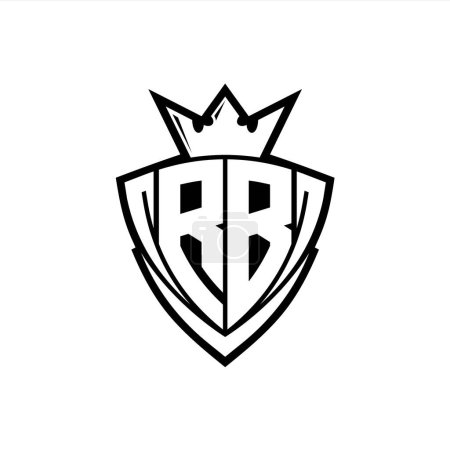 Foto de Logo de letra negrita RB con forma de escudo de triángulo afilado con corona dentro del contorno blanco en el diseño de la plantilla de fondo blanco - Imagen libre de derechos