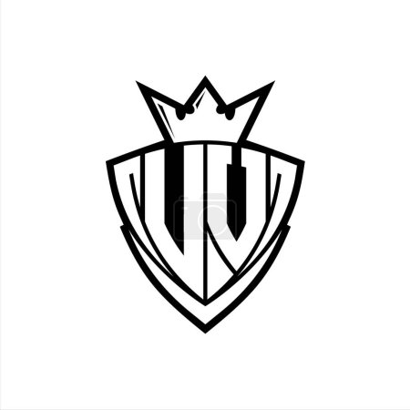 Foto de Logotipo de letra en negrita UV con forma de escudo triangular afilado con corona dentro del contorno blanco en el diseño de la plantilla de fondo blanco - Imagen libre de derechos