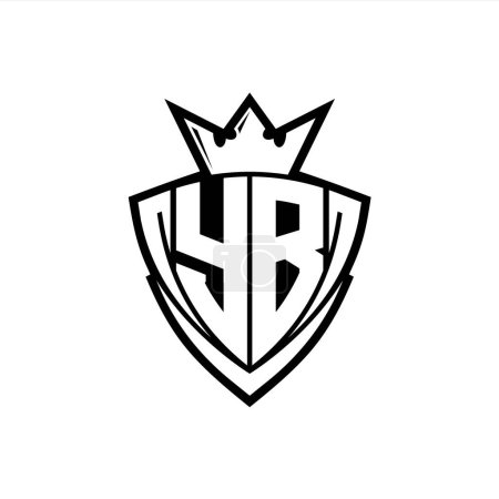 Foto de Logotipo de letra negrita YB con forma de escudo de triángulo afilado con corona dentro del contorno blanco en el diseño de la plantilla de fondo blanco - Imagen libre de derechos