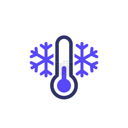 Téléchargez les illustrations : Icône température froide avec thermomètre, fichier eps 10, facile à éditer - en licence libre de droit