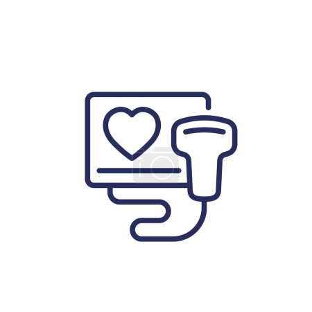 Photo for Cardiac ultrasound scanner line icon, eps 10 file, easy to edit - Royalty Free Image