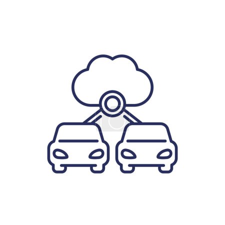Photo for Cloud technologies for cars line icon, eps 10 file, easy to edit - Royalty Free Image
