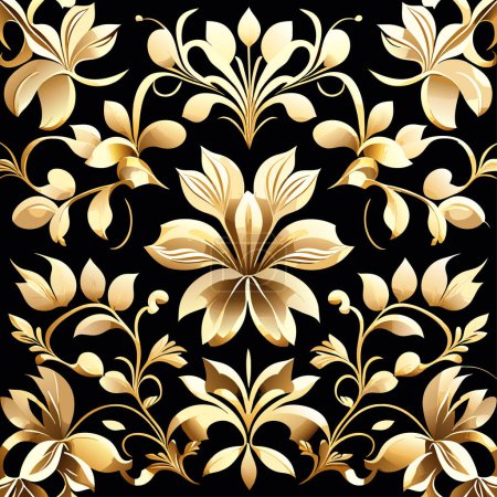 Foto de Patrón floral de lámina de oro, sin costuras - Imagen libre de derechos