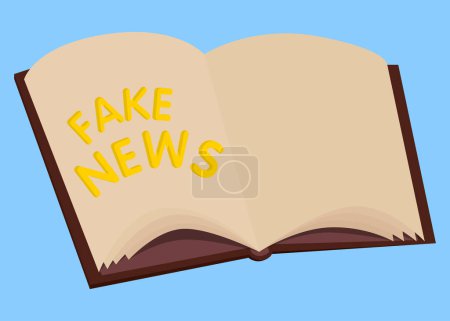 Illustration for Fake News word on a book, cartoon vector illustration. - Royalty Free Image