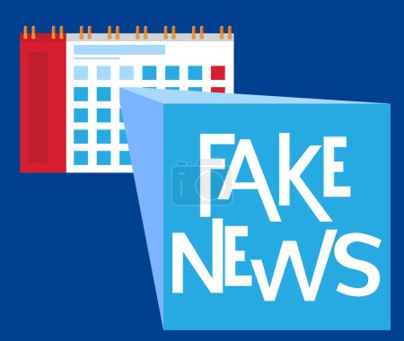 Illustration for Fake News text with Calendar. Cartoon vector illustration. - Royalty Free Image