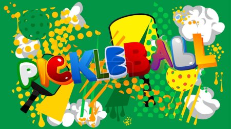 Pickleball. Word written with Children's font in cartoon style.