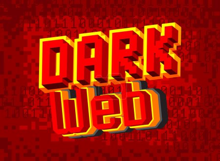 Illustration for Dark Web. Pixelated word with geometric graphic background. Vector cartoon illustration. - Royalty Free Image