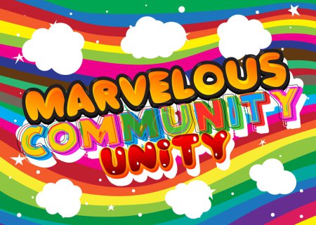 Illustration for Marvelous Community Unity. Word written with Children's font in cartoon style. - Royalty Free Image