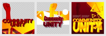 Ilustración de Deluxe Community Unity Background vector illustration with clenched, raised fist. Abstract event poster template for website, banner, book cover, presentation. - Imagen libre de derechos