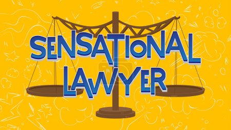 Illustration for Sensational Lawyer. Word written with Children's font in cartoon style. - Royalty Free Image