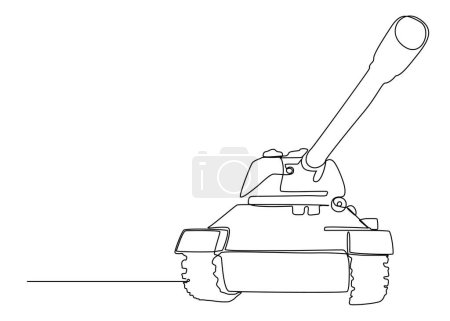 Illustration for One continuous line of Armored Tank. Thin Line Illustration vector concept. Contour Drawing Creative ideas. - Royalty Free Image