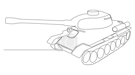 Illustration for One continuous line of Armored Tank. Thin Line Illustration vector concept. Contour Drawing Creative ideas. - Royalty Free Image