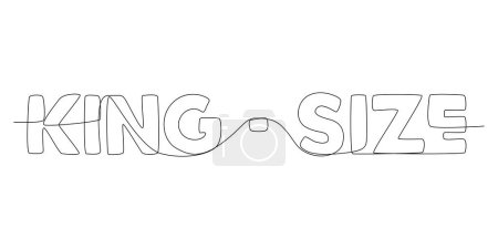 Illustration for One continuous line of King-Size word. Thin Line Illustration vector concept. Contour Drawing Creative ideas. - Royalty Free Image