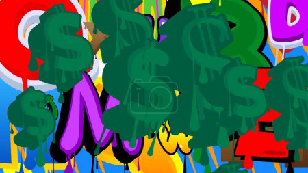 Illustration for Dollar Sign. Graffiti tag. Abstract modern street art background decoration performed in urban painting style. - Royalty Free Image