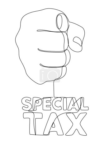 Téléchargez les illustrations : Une ligne de main continue avec le mot d'impôt spécial. Thin Line Illustration concept vectoriel. Contour Dessin Idées créatives. - en licence libre de droit