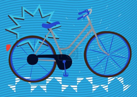Ilustración de Bicicleta geométrica gráfico retro tema de fondo. Elementos geométricos mínimos. Vintage formas abstractas vector ilustración. - Imagen libre de derechos