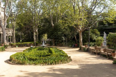 Photo for BARCELONA,SPAIN-April 7,2023: Public gardens, Jardins de la Tamarita. Spring time, blossom - Royalty Free Image