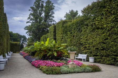Photo for Warsaw, Poland - 28 August 2023, the Gardens of the Royal Castle. Warsaw, Poland - 28 August 2023, the Gardens of the Royal Castle. Flowerbed - Royalty Free Image