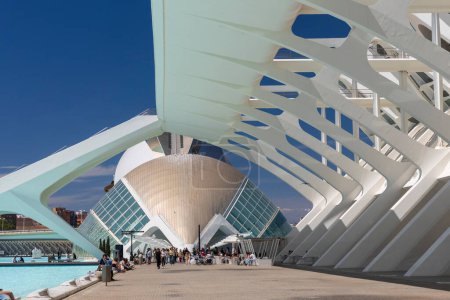 Téléchargez les photos : Valence, Espagne ; 19 avril 2024 : Musée des Sciences de la Cité des Arts et des Sciences. Architecture moderne de Calatrava. - en image libre de droit