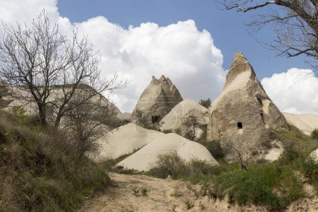 Goreme's Open-Air Museum in Cappadocia, Turkey, Shines on a Gorgeous Summer Day, Amidst the Remarkable Rock Formations. Early spring