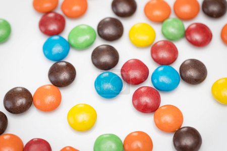 Photo for Variety of colorful candies coated with chocolate inside are sweet - Royalty Free Image
