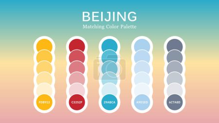 Set of Beijing Color Palette Combination in RGB Hex. Matching color palette guide swatch catalog collection with RGB HEX color combinations. Suitable for Branding, fashion, home, or interior design. Color Palettes Inspired by Beijing. A Beijing color
