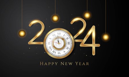 Téléchargez les illustrations : 2024 Happy New Year Background Design. Vector Illustration. - en licence libre de droit