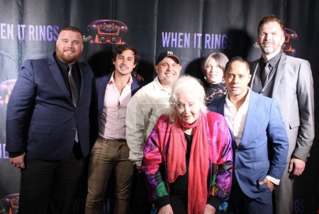Photo for Encino, CA - October 28, 2023: Red carpet arrivals for the special premiere screening of When It Rings, a film produced by Tyrone Tann, with a special appearance by veteran actress Sally Kirkland - Royalty Free Image