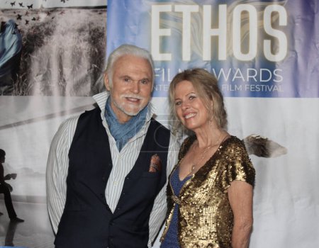 Photo for Santa Monica, CA  November 17, 2023: Red carpet arrivals for the closing night of the Ethos Film Festival, held at the Annenberg Community Beach Center in Santa Monica, California. - Royalty Free Image